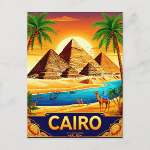 Cairo Egypt Pyramids Nile Travel Souvenir Postcard