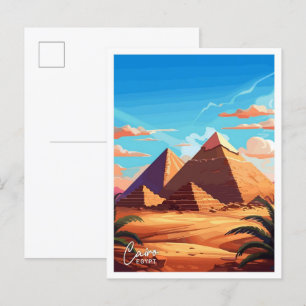 Cairo Egypt travel Vintage illustration Postcard