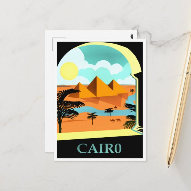 Cairo, Egypt vintage travel poster Postcard (Front/Back In Situ)