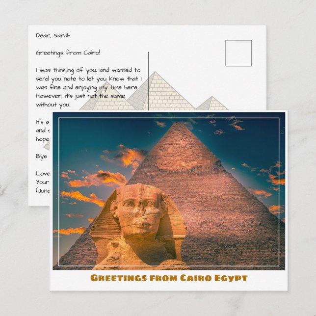 Cairo Egypt with Sphinx Postcard (Front/Back)