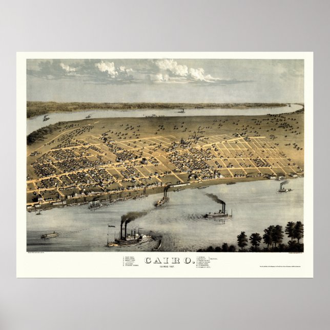 Cairo, IL Panoramic Map - 1867 Poster (Front)