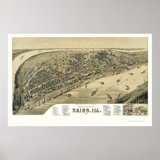 Cairo, IL Panoramic Map - 1888 Poster (Front)