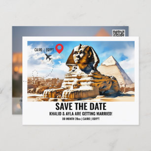 Cairo Sphinx pyramid photo save date destination Postcard