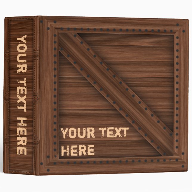 Caisse en bois foncée - classeur (Devant/Côté)