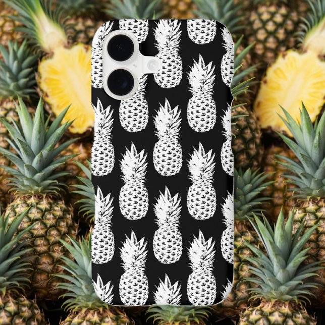 Caisse noire et blanche de l'iPhone 7 de motif (pineapple iphone case)