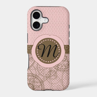 Caisse rose et Brown de monogramme de point de