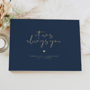 CAITLIN Elegant Navy and Gold Simple Wedding Guest Book