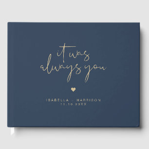 CAITLIN Elegant Navy and Gold Simple Wedding Guest Book