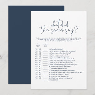 CAITLIN Minimal What Did The Groom Say Bridal Game Invitation