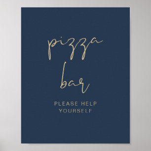 CAITLIN Modern Navy and Gold Pizza Bar Poster