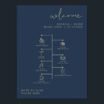 CAITLIN Modern Navy and Gold Wedding Icon Timeline Poster<br><div class="desc">This wedding icon timeline and welcome sign features an edgy handwritten font and modern minimalist design and a modern navy blue and gold colour combination. Click 'click to customize further' in the personalization section to open up the full editor. To add new icons, visit https://www.svgrepo.com/ and search the icon you...</div>