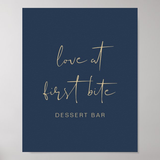 CAITLIN Modern Navy Blue and Gold Dessert Bar  Poster (Front)