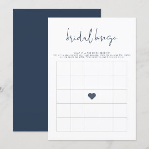 CAITLIN Modern Navy Blue Bridal Shower Bingo Game Invitation