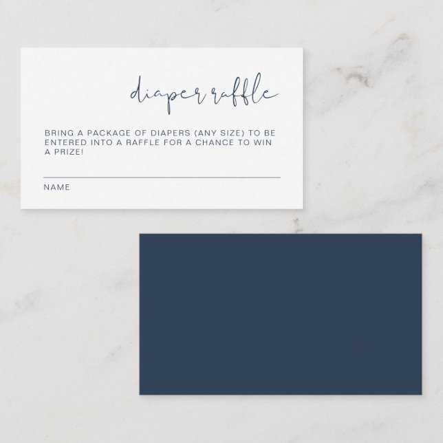 CAITLIN Modern Navy Blue Diaper Raffle Card (Front/Back)