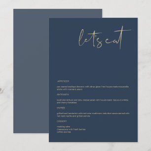 CAITLIN Modern Navy et Gold 5x7" Mangeons le menu