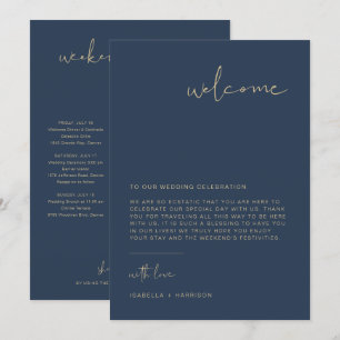 CAITLIN Modern Navy Welcome Letter Timeline Card