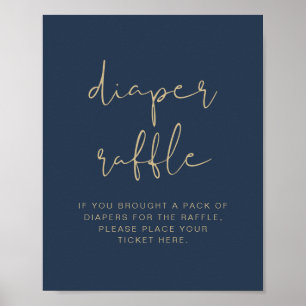 CAITLIN Navy and Gold Diaper Raffle Game Sign