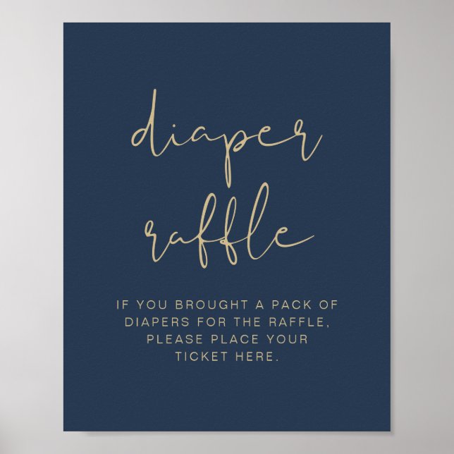 CAITLIN Navy and Gold Diaper Raffle Game Sign (Front)
