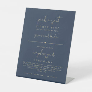 CAITLIN Navy and Gold Pick a Seat Unplugged Pedestal Sign