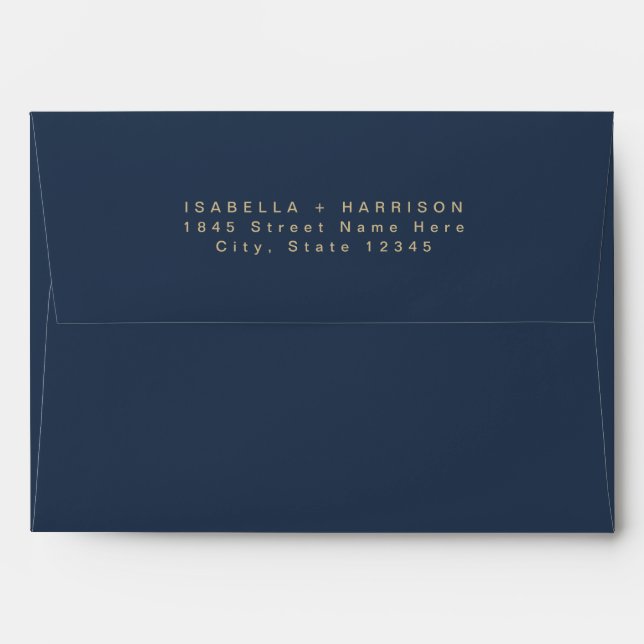 CAITLIN Navy and Gold Wedding Return Address Envelope (Back (Top Flap))