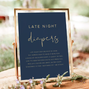 CAITLIN Navy Blue Late Night Diapers Game Poster