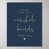CAITLIN Navy & Gold Cornhole Guestbook Sign
