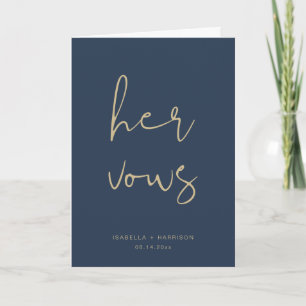 CAITLIN Navy & Gold Her Wedding Vow Book Card