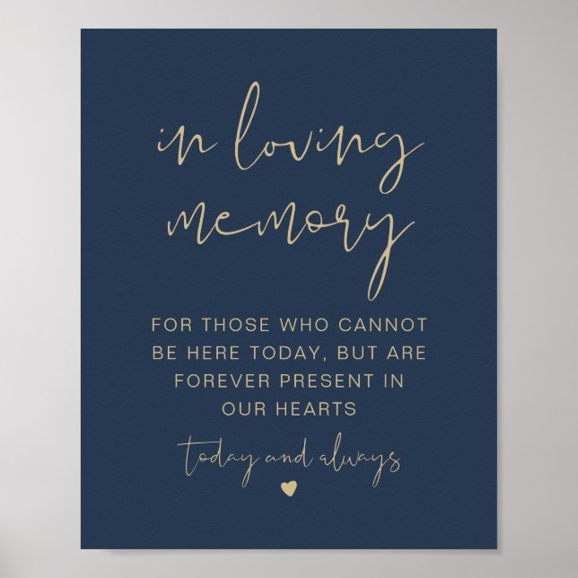CAITLIN Navy & Gold In Loving Memory Sign (Front)