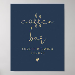 CAITLIN Navy & Gold Modern Coffee Bar Table Sign
