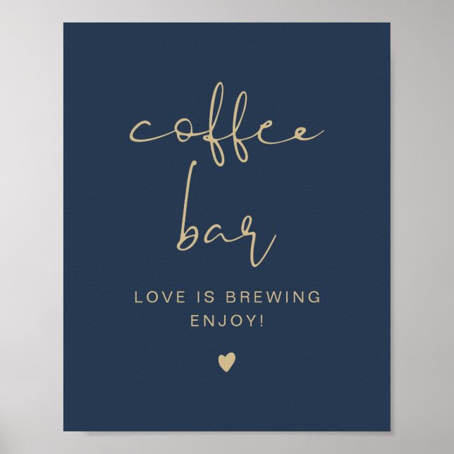 CAITLIN Navy & Gold Modern Coffee Bar Table Sign (Front)