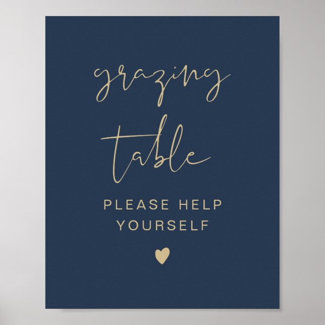 CAITLIN Navy & Gold Modern Grazing Table Sign (Front)