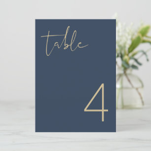 CAITLIN Navy Gold Modern Minimalist Table Number