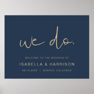 CAITLIN- Navy Gold Modern Minimalist We Do Welcome Poster