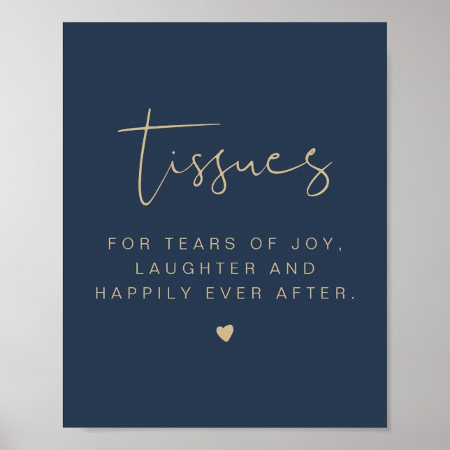 CAITLIN Navy & Gold Modern Tissues Wedding Sign (Front)