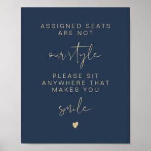 CAITLIN Navy & Gold Sit Anywhere No Assigned Seat Poster