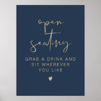 CAITLIN Navy & Gold Wedding Open Seating Sign