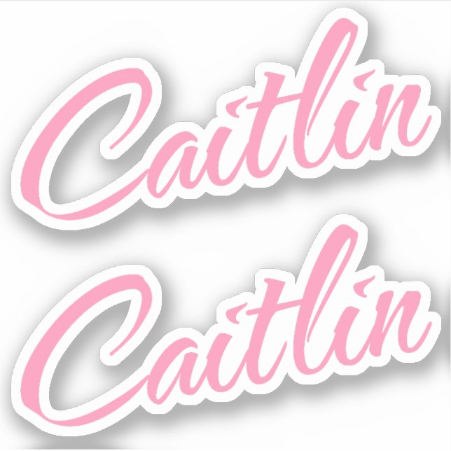 Caitlin Nom décoratif en rose x2 Sticker (Devant)