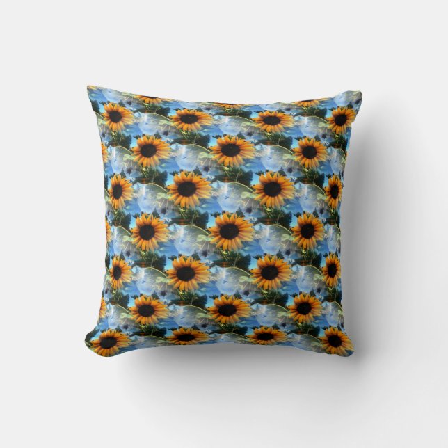 Caitlin's Sunflowers.... Throw Pillow (Front)