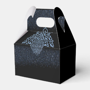 Caja de regalo con decoración y purpurina azul favor box
