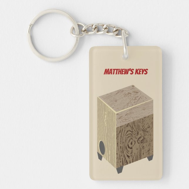 Cajon Drum Personalized Keychain (Front)