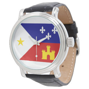 Cajun Acadiana Flag Round Faced Watch