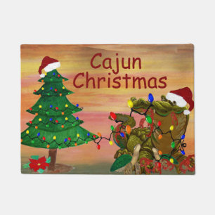 Cajun bayou home Christmas Holiday alligator Doormat
