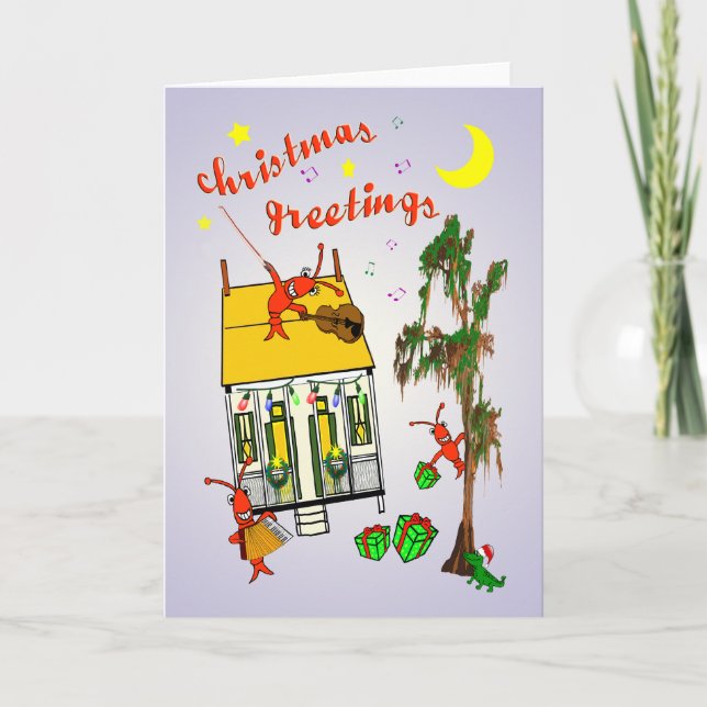 Cajun Bayou House Christmas Holiday Card (Front)