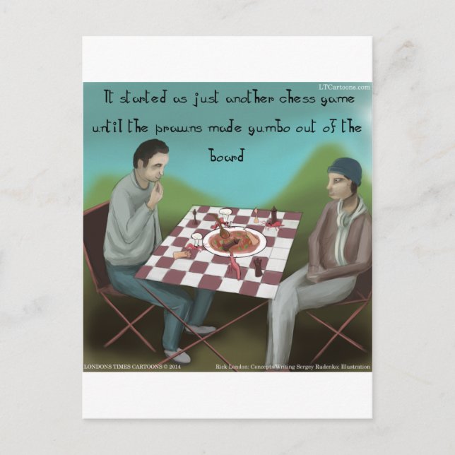 Cajun Chess Funny Cartoon Postcard (Front)
