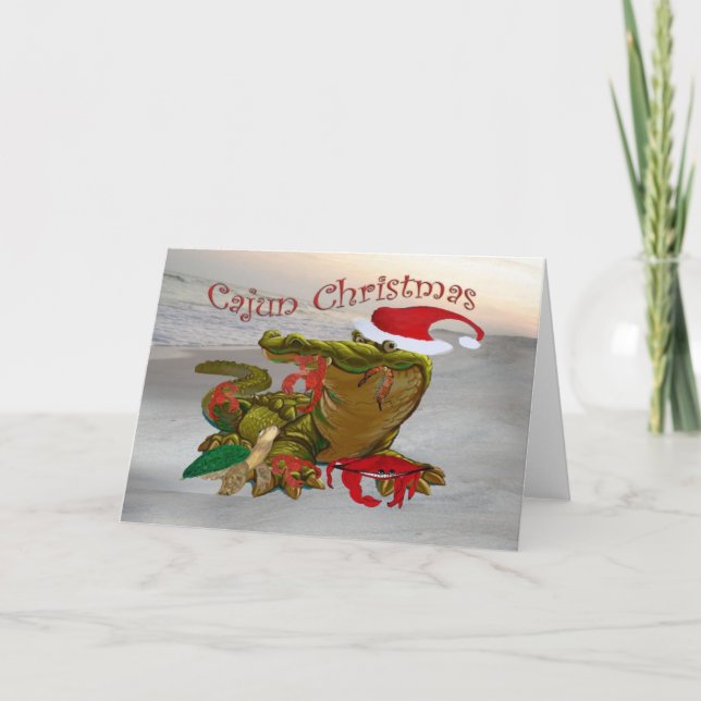 Cajun Christmas Santa Gator greeting cards (Front)