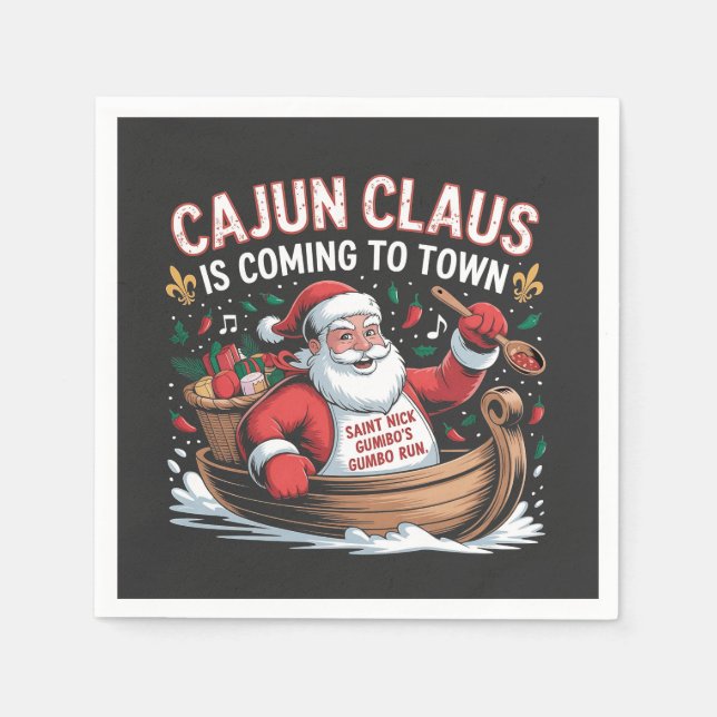 Cajun Clause Is Coming to Town Christmas Krampus  Napkin (Front)