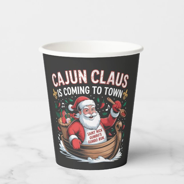 Cajun Clause Is Coming to Town Christmas Krampus  Paper Cups (Front)