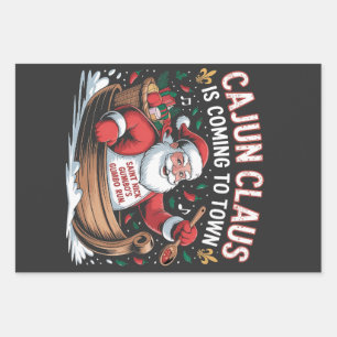 Cajun Clause Is Coming to Town Christmas Krampus  Wrapping Paper Sheet