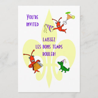 Cajun Crawfish and Alligator Fleur de Lis Party Invitation