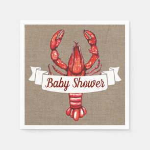 Cajun Crawfish & Faux Burlap Baby Shower Napkin